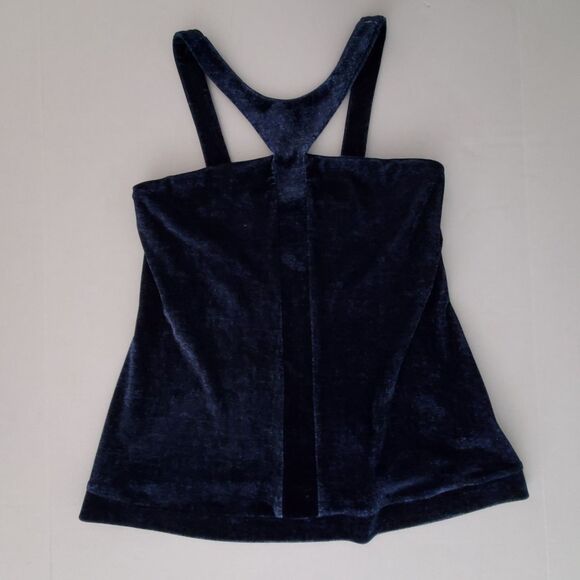 Atina Christina Velvet Halter Top Draped Navy Blue Sz S Y2K Party Coquette Glam - Picture 3 of 9
